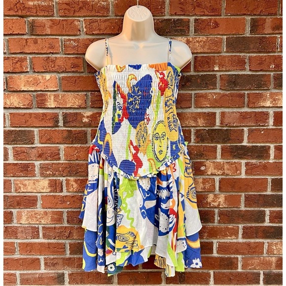 Chelsea & Violet Dresses & Skirts - Chelsea & Violet XL Sleeveless Smocked Basque Mini Sun Dress Cosmic Linen Blend